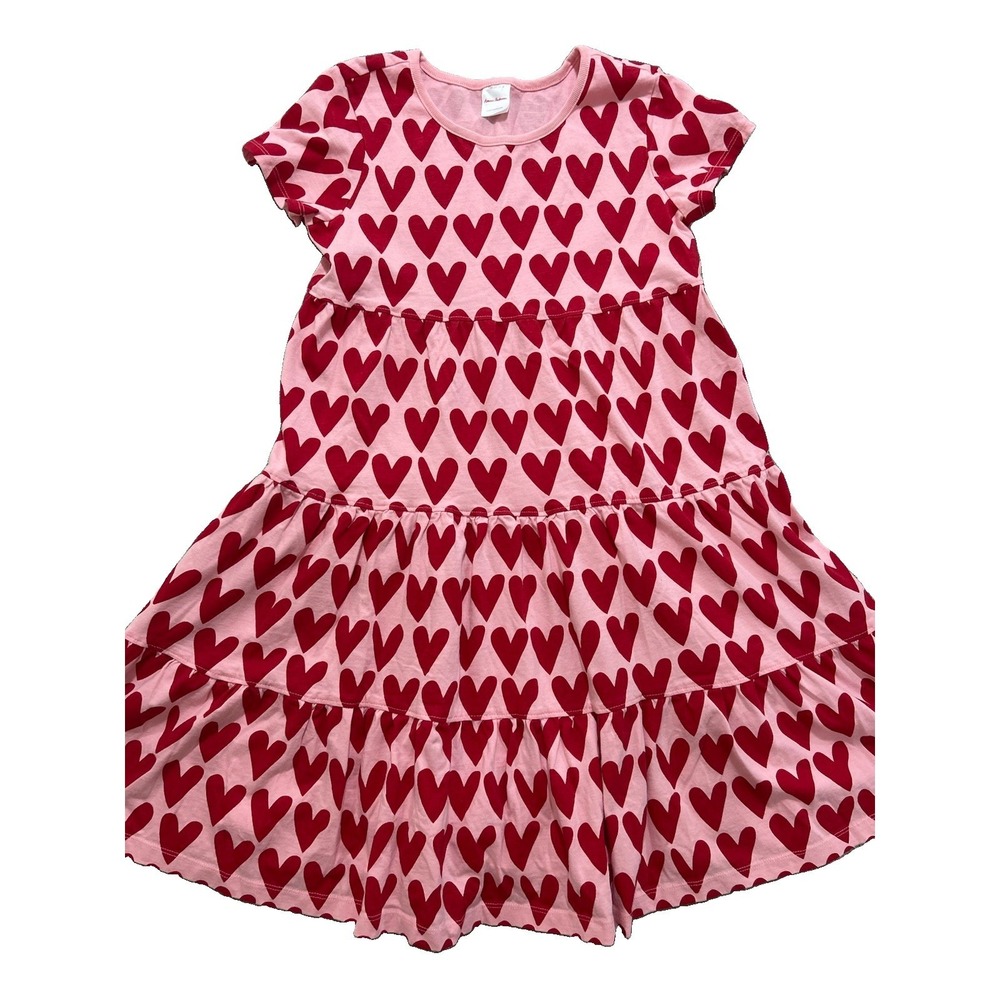 Hanna Andersson Size 150 (US 12) Pink With‎ Red Hearts Twirl Dress